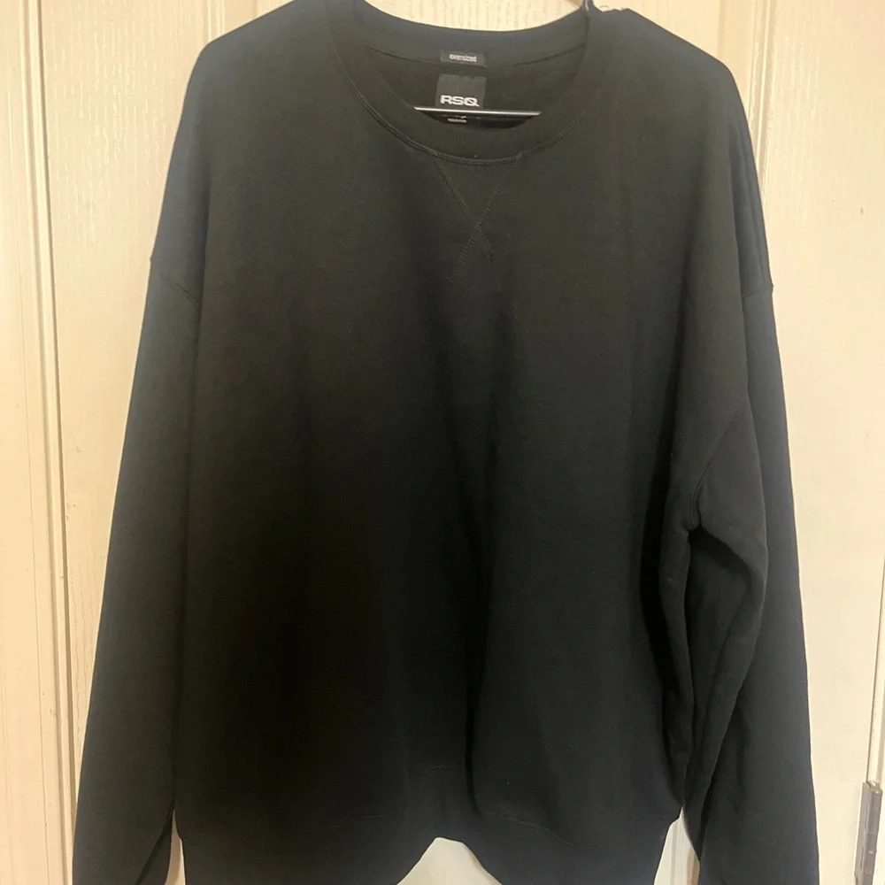 RSQ Black Crewneck Sweater with Textured Knit